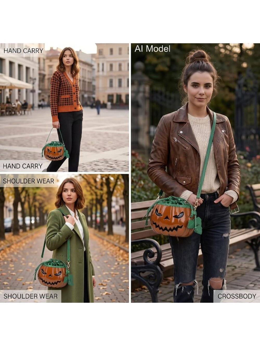 🎃Women's Orange Halloween Weird Handbag Shoulder Pumpkin Purse Crossbody Bag - Picture 6 of 6